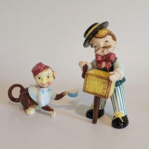 VTG Norcrest Organ Grinder Circus Monkey Salt & Pepper Shaker Set Japan Ceramic